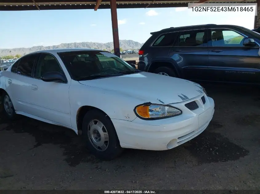 2003 Pontiac Grand Am Se1 VIN: 1G2NF52E43M618465 Lot: 42073632