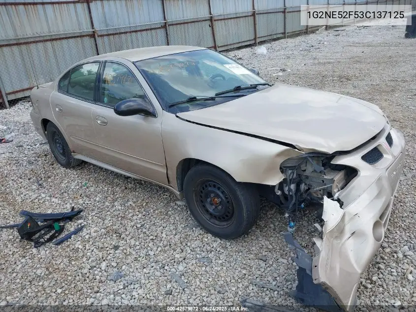 2003 Pontiac Grand Am Se VIN: 1G2NE52F53C137125 Lot: 42579872