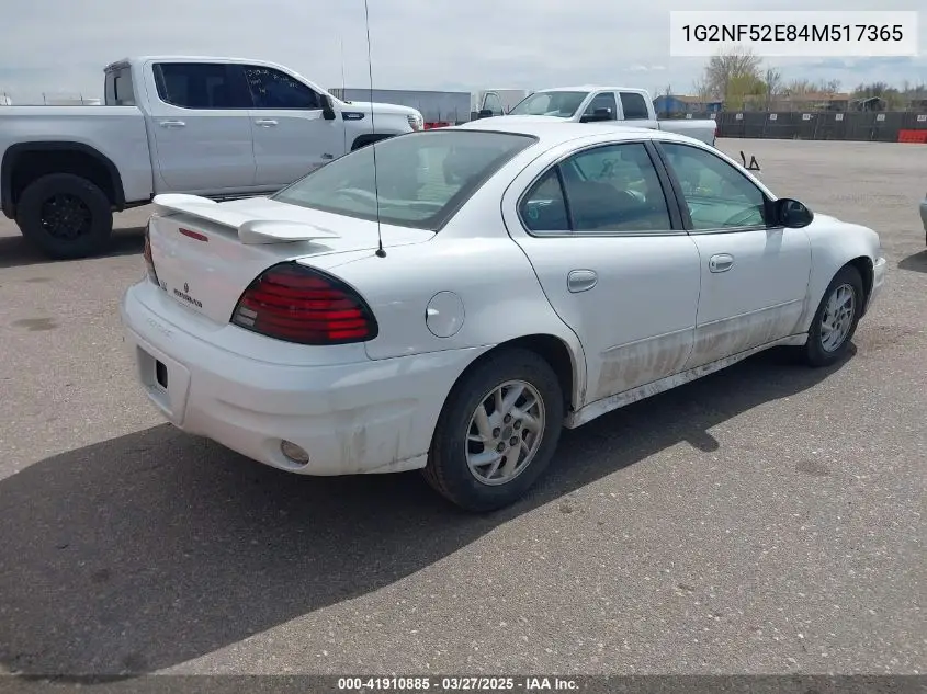 2004 Pontiac Grand Am Se1 VIN: 1G2NF52E84M517365 Lot: 41910885