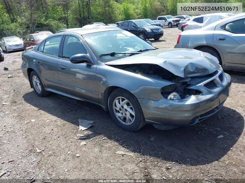 2004 Pontiac Grand Am Se1 VIN: 1G2NF52E24M510671 Lot: 41919259