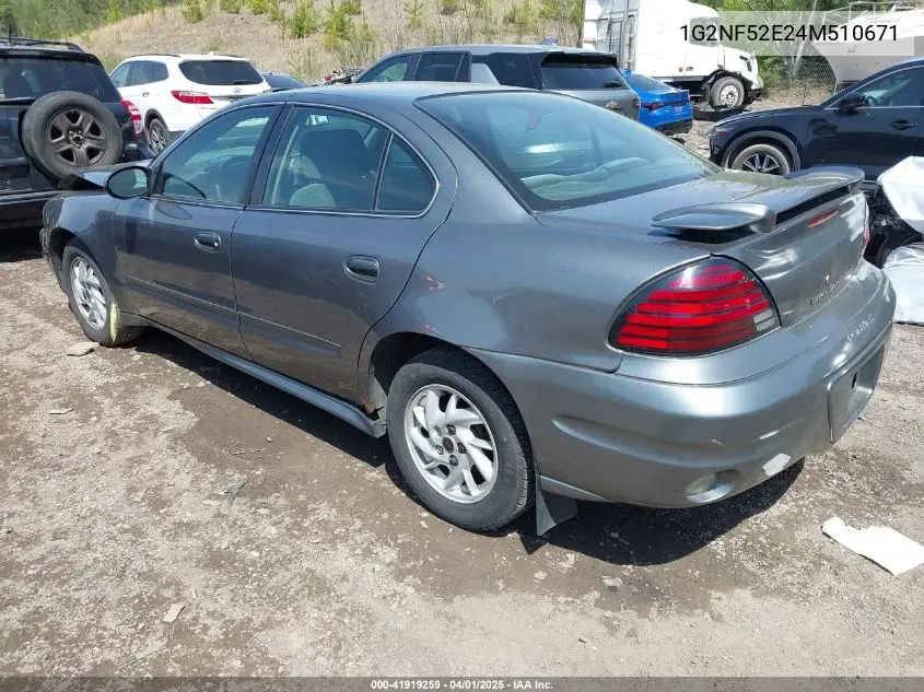 2004 Pontiac Grand Am Se1 VIN: 1G2NF52E24M510671 Lot: 41919259
