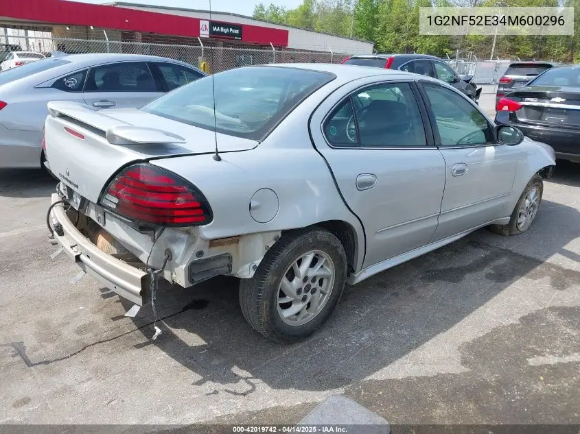2004 Pontiac Grand Am Se1 VIN: 1G2NF52E34M600296 Lot: 42019742