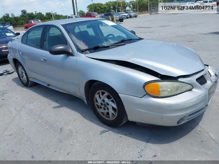 2004 Pontiac Grand Am Se1 VIN: 1G2NF52F34M504774 Lot: 42188471
