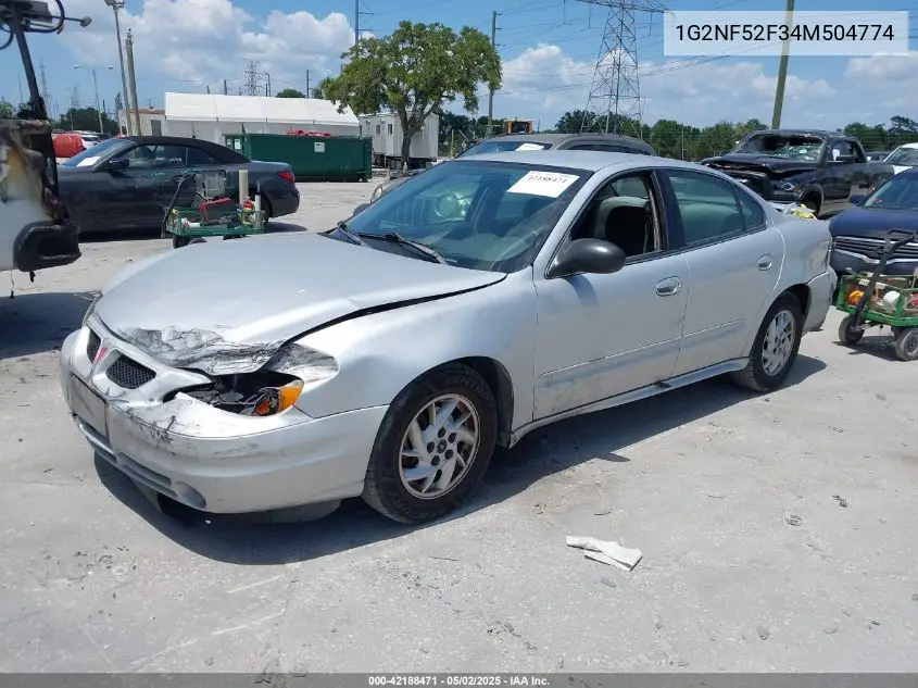 2004 Pontiac Grand Am Se1 VIN: 1G2NF52F34M504774 Lot: 42188471