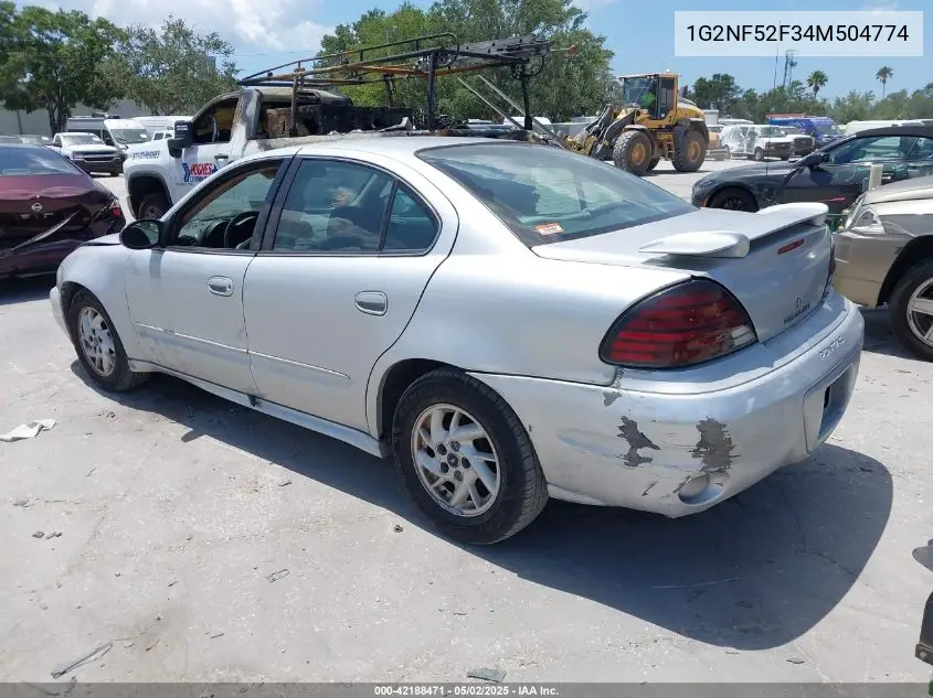 2004 Pontiac Grand Am Se1 VIN: 1G2NF52F34M504774 Lot: 42188471