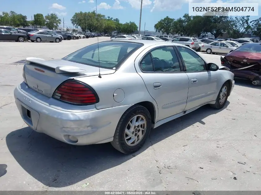 2004 Pontiac Grand Am Se1 VIN: 1G2NF52F34M504774 Lot: 42188471