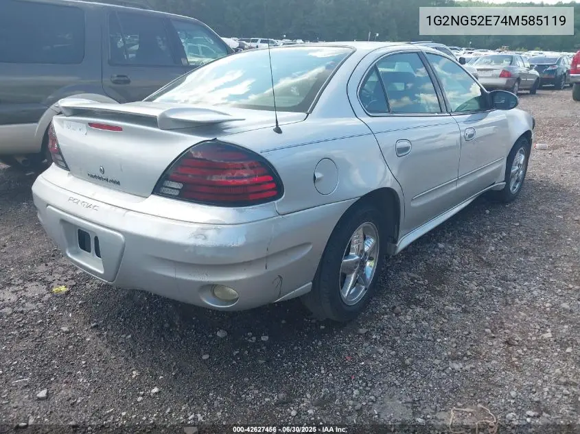 2004 Pontiac Grand Am Se2 VIN: 1G2NG52E74M585119 Lot: 42627456