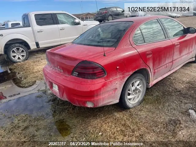 2005 Pontiac Grand Am Se VIN: 1G2NE52E25M171334 Lot: 20203317