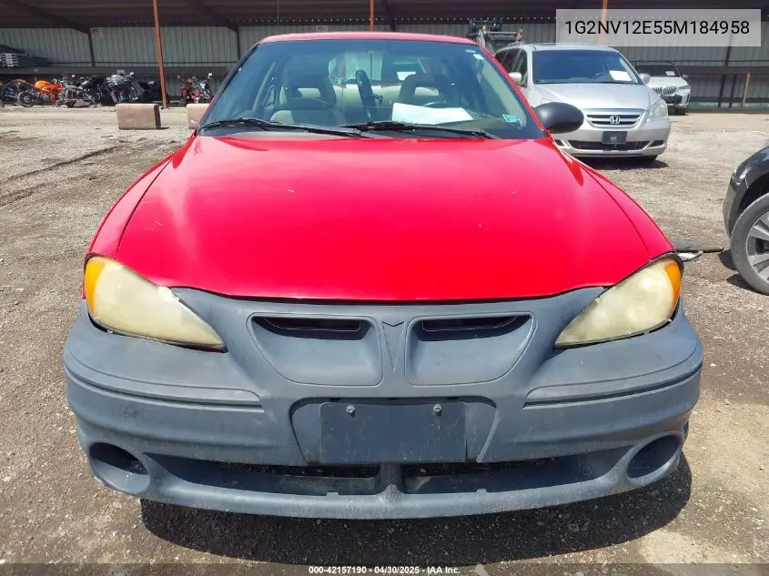 2005 Pontiac Grand Am Gt1 VIN: 1G2NV12E55M184958 Lot: 42157190