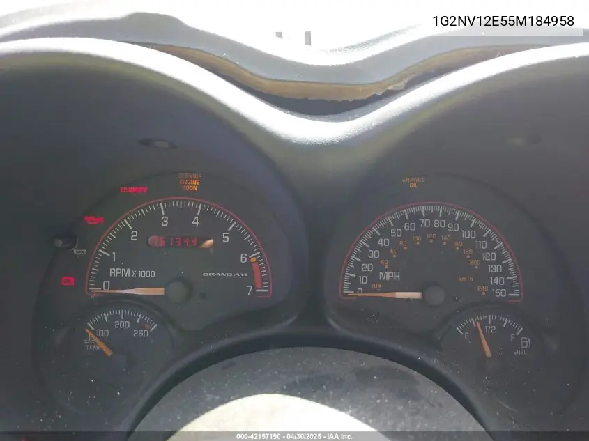 2005 Pontiac Grand Am Gt1 VIN: 1G2NV12E55M184958 Lot: 42157190