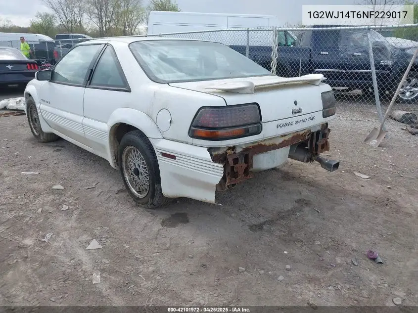 1992 Pontiac Grand Prix Se VIN: 1G2WJ14T6NF229017 Lot: 42101972