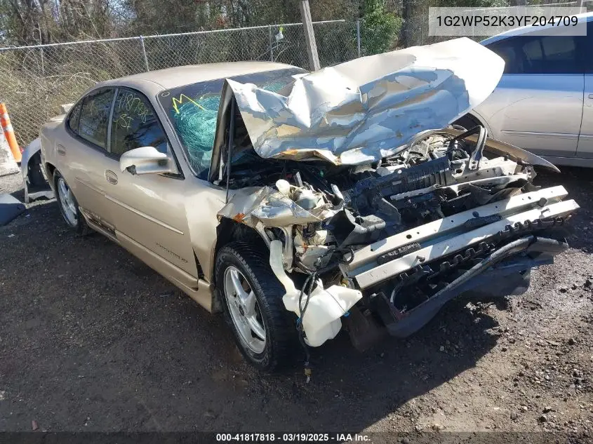 2000 Pontiac Grand Prix Gt VIN: 1G2WP52K3YF204709 Lot: 41817818