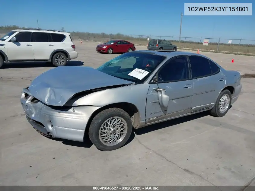 2000 Pontiac Grand Prix Gt VIN: 1G2WP52K3YF154801 Lot: 41846527