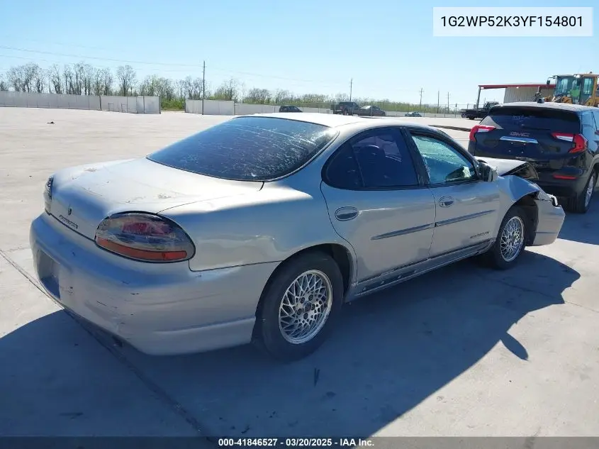 2000 Pontiac Grand Prix Gt VIN: 1G2WP52K3YF154801 Lot: 41846527