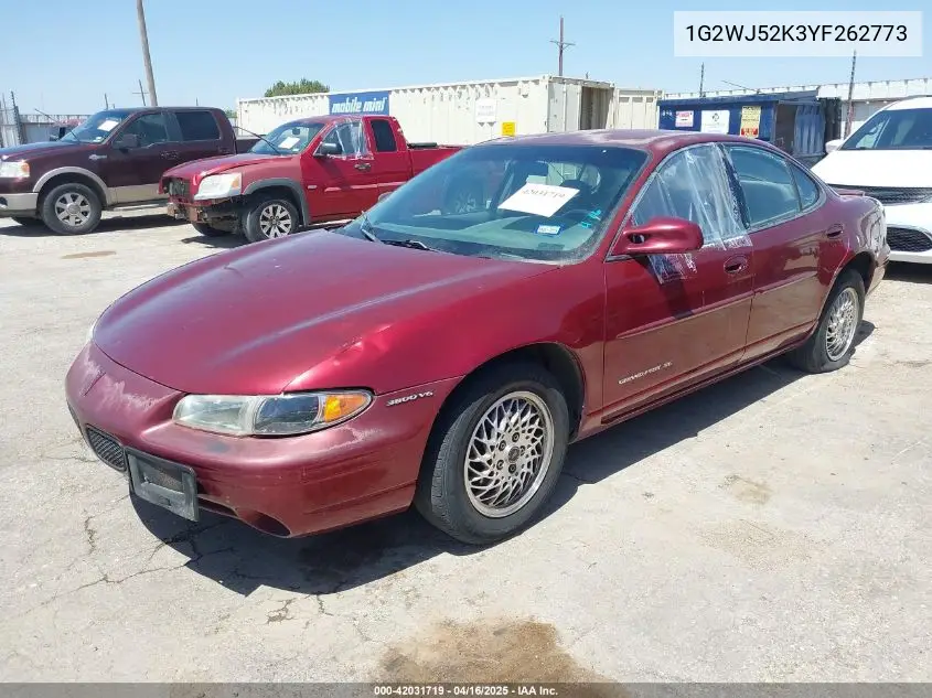 2000 Pontiac Grand Prix Se VIN: 1G2WJ52K3YF262773 Lot: 42031719
