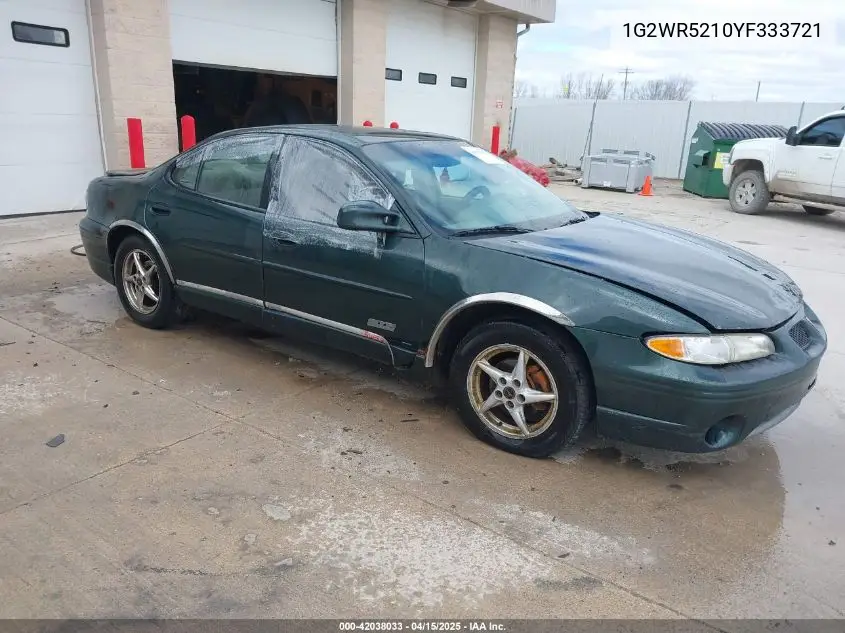 2000 Pontiac Grand Prix Gtp VIN: 1G2WR5210YF333721 Lot: 42038033