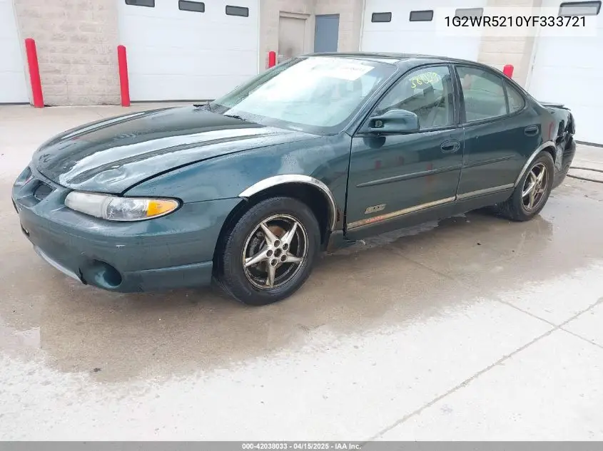 2000 Pontiac Grand Prix Gtp VIN: 1G2WR5210YF333721 Lot: 42038033