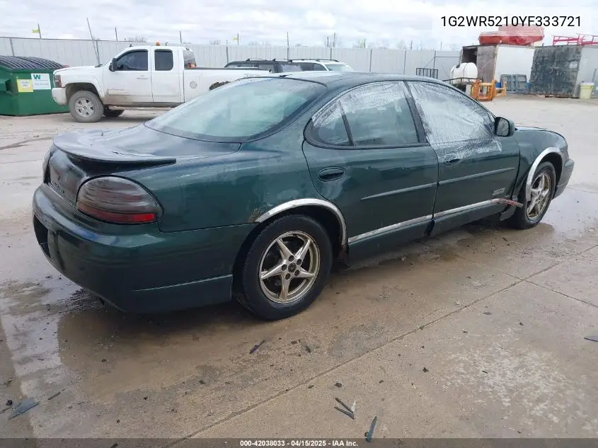 2000 Pontiac Grand Prix Gtp VIN: 1G2WR5210YF333721 Lot: 42038033