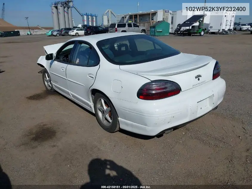 2000 Pontiac Grand Prix Gt VIN: 1G2WP52K3YF232400 Lot: 42158151