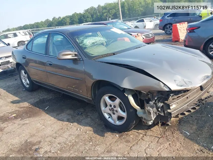 2000 Pontiac Grand Prix Se VIN: 1G2WJ52K8YF115719 Lot: 42397448