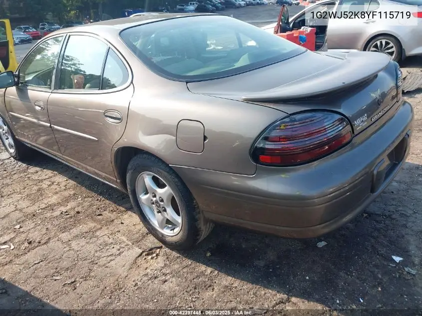 2000 Pontiac Grand Prix Se VIN: 1G2WJ52K8YF115719 Lot: 42397448