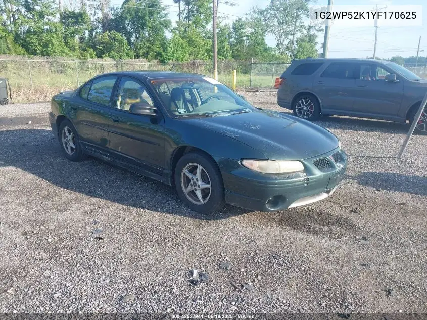 2000 Pontiac Grand Prix Gt VIN: 1G2WP52K1YF170625 Lot: 42527941