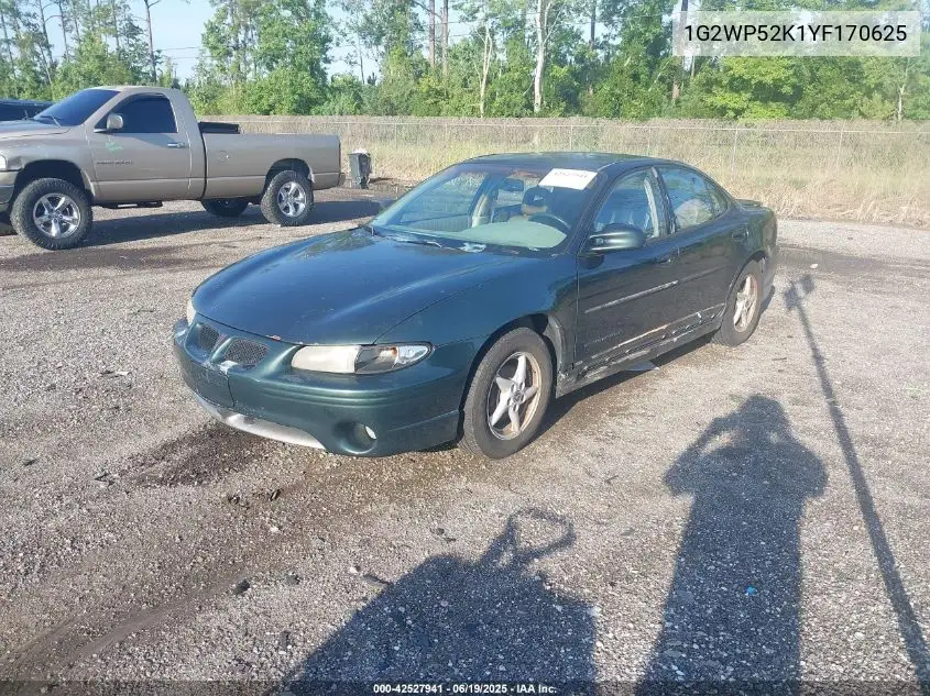 2000 Pontiac Grand Prix Gt VIN: 1G2WP52K1YF170625 Lot: 42527941
