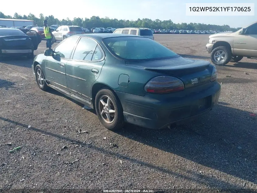 2000 Pontiac Grand Prix Gt VIN: 1G2WP52K1YF170625 Lot: 42527941