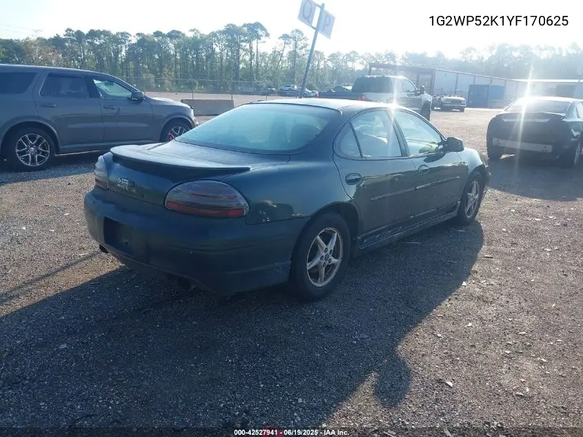 2000 Pontiac Grand Prix Gt VIN: 1G2WP52K1YF170625 Lot: 42527941