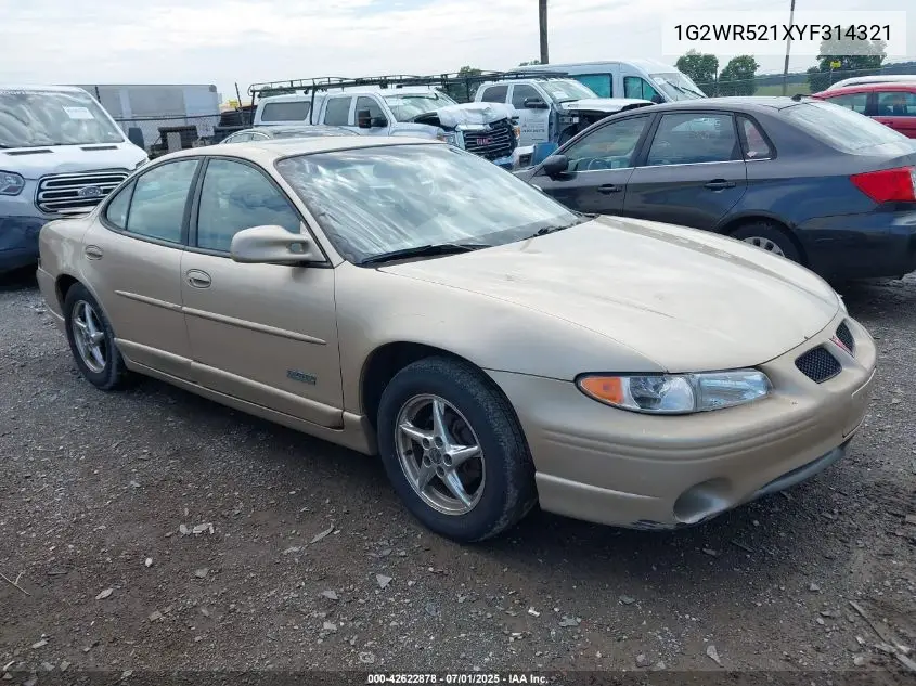 2000 Pontiac Grand Prix Gtp VIN: 1G2WR521XYF314321 Lot: 42622878