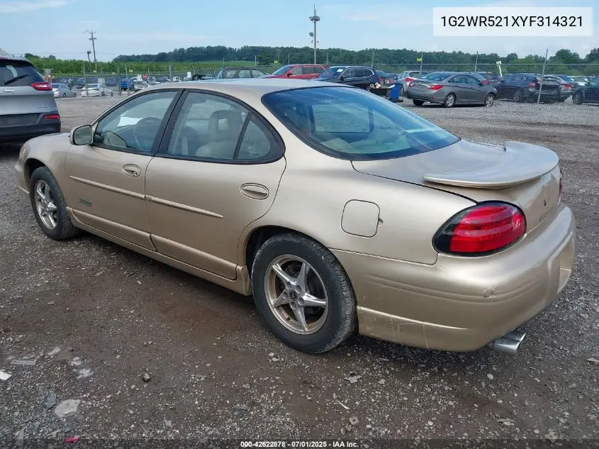 2000 Pontiac Grand Prix Gtp VIN: 1G2WR521XYF314321 Lot: 42622878