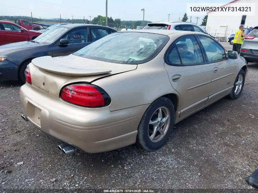 2000 Pontiac Grand Prix Gtp VIN: 1G2WR521XYF314321 Lot: 42622878