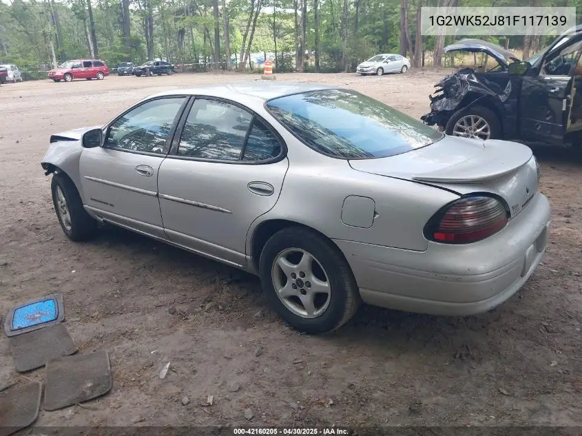2001 Pontiac Grand Prix Se VIN: 1G2WK52J81F117139 Lot: 42160205