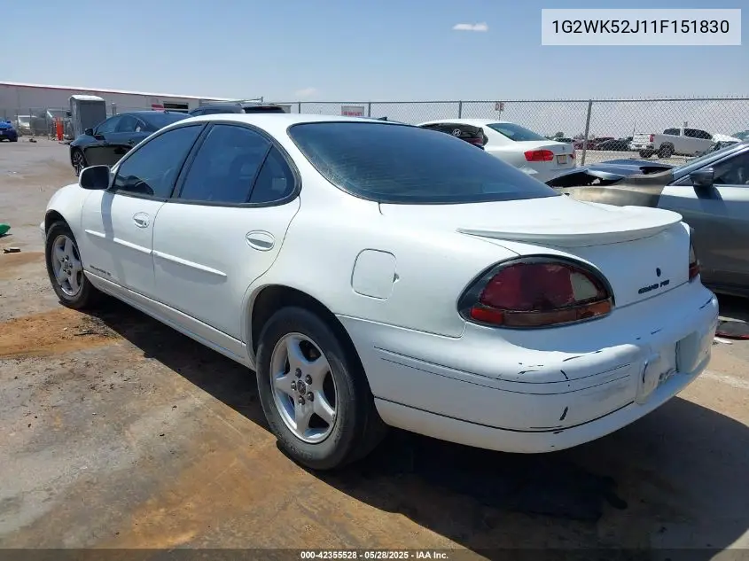2001 Pontiac Grand Prix Se VIN: 1G2WK52J11F151830 Lot: 42355528