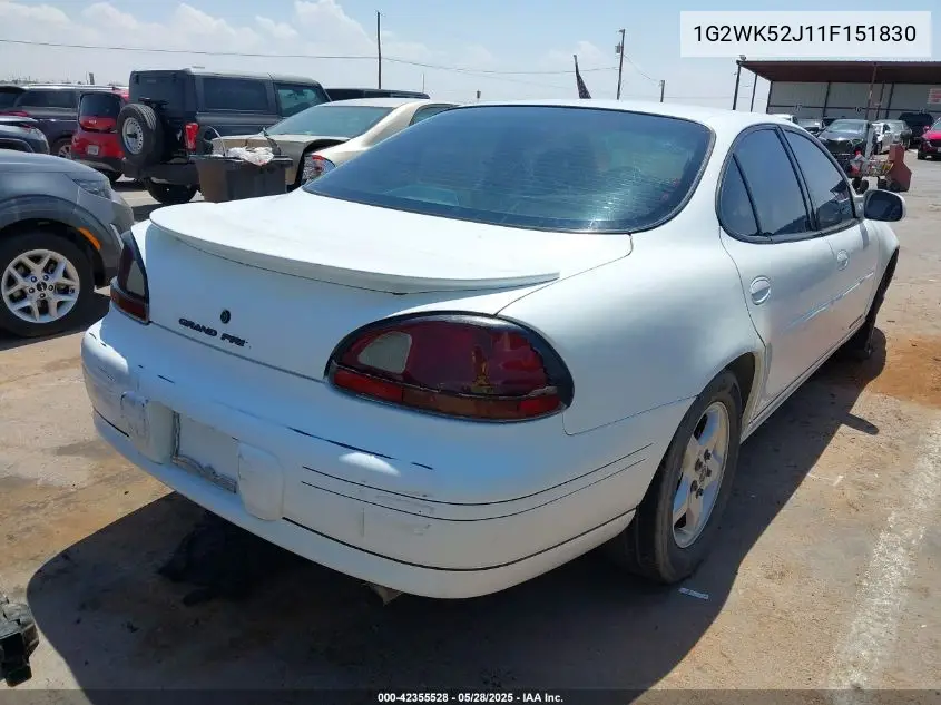 2001 Pontiac Grand Prix Se VIN: 1G2WK52J11F151830 Lot: 42355528