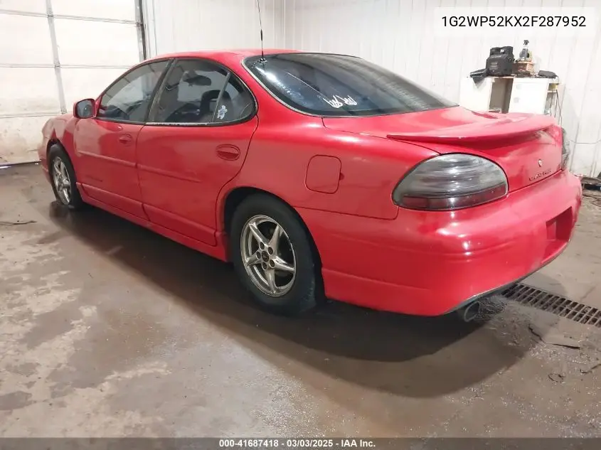 2002 Pontiac Grand Prix Gt VIN: 1G2WP52KX2F287952 Lot: 41687418