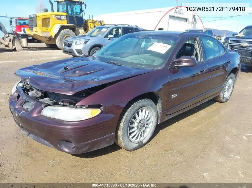 2002 Pontiac Grand Prix Gtp VIN: 1G2WR52172F179418 Lot: 41735890