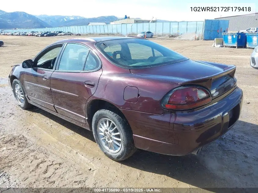 2002 Pontiac Grand Prix Gtp VIN: 1G2WR52172F179418 Lot: 41735890