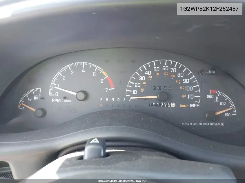 2002 Pontiac Grand Prix Gt VIN: 1G2WP52K12F252457 Lot: 42234649