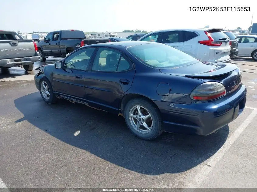 2003 Pontiac Grand Prix Gt VIN: 1G2WP52K53F115653 Lot: 42433273