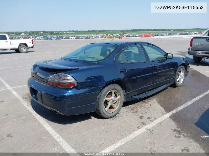 2003 Pontiac Grand Prix Gt VIN: 1G2WP52K53F115653 Lot: 42433273