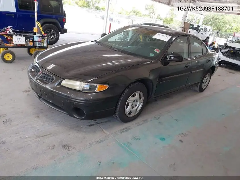 2003 Pontiac Grand Prix Se VIN: 1G2WK52J93F138701 Lot: 42528532