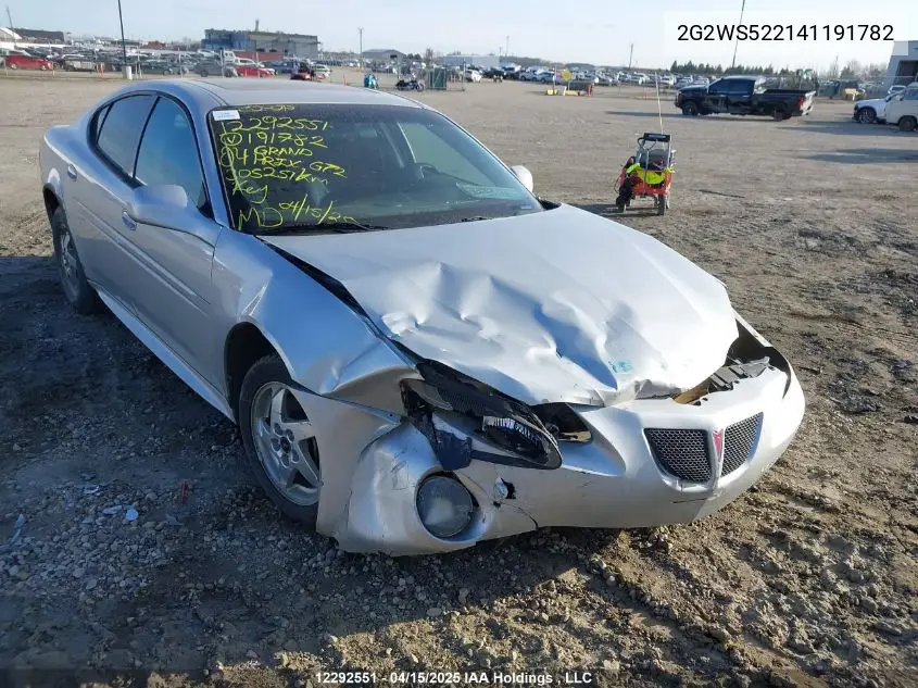 2004 Pontiac Grand Prix Gt2 VIN: 2G2WS522141191782 Lot: 12292551