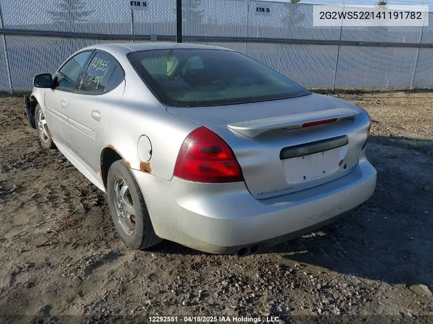 2004 Pontiac Grand Prix Gt2 VIN: 2G2WS522141191782 Lot: 12292551