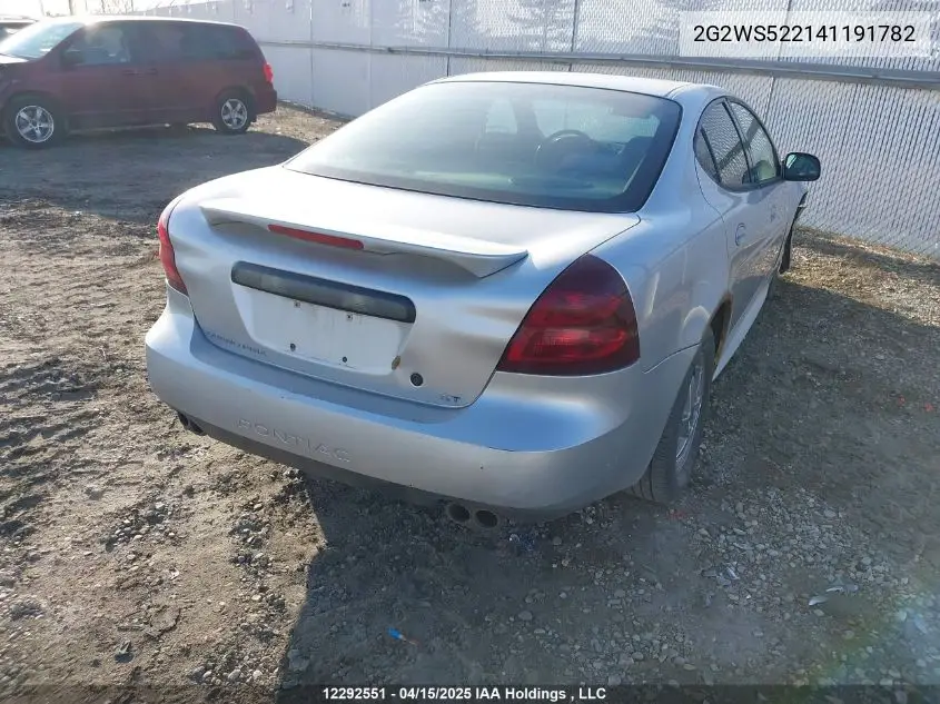 2004 Pontiac Grand Prix Gt2 VIN: 2G2WS522141191782 Lot: 12292551
