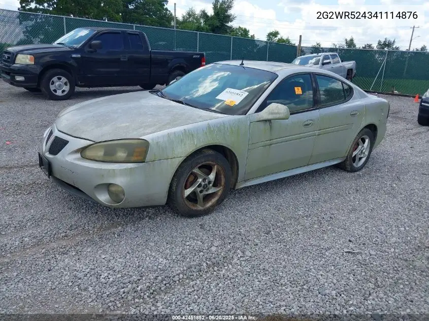 2004 Pontiac Grand Prix Gtp VIN: 2G2WR524341114876 Lot: 42451852