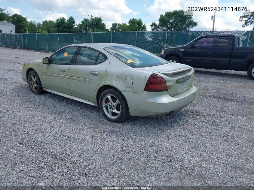 2004 Pontiac Grand Prix Gtp VIN: 2G2WR524341114876 Lot: 42451852