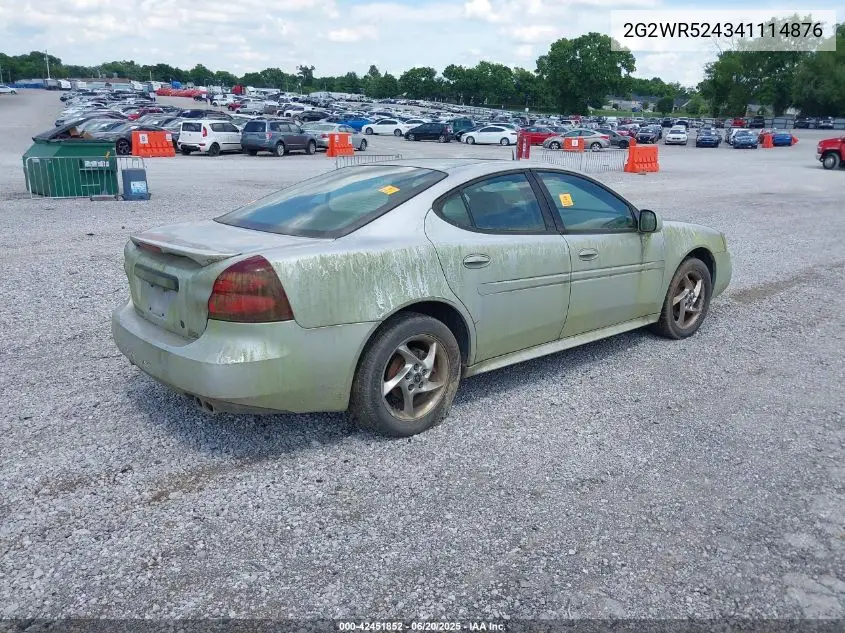 2004 Pontiac Grand Prix Gtp VIN: 2G2WR524341114876 Lot: 42451852