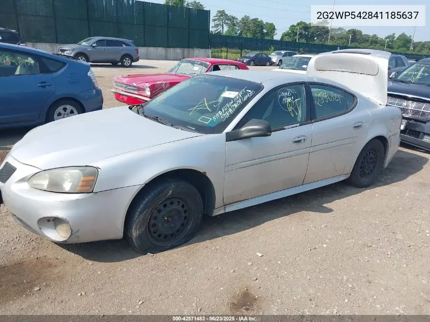 2004 Pontiac Grand Prix Gt1 VIN: 2G2WP542841185637 Lot: 42571483