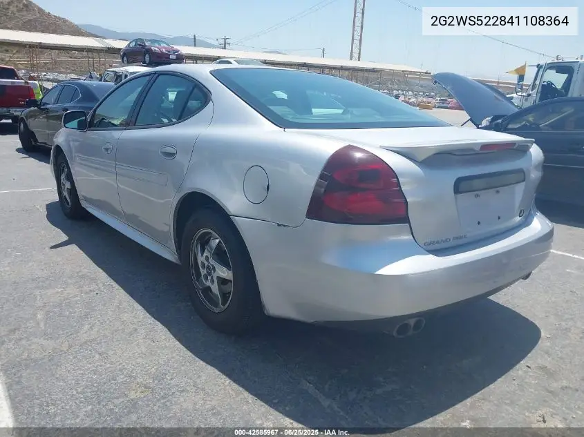 2004 Pontiac Grand Prix Gt2 VIN: 2G2WS522841108364 Lot: 42585967